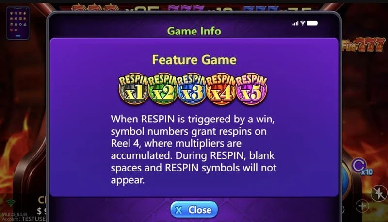 Hot Fire 777 - respin launch with multiplier